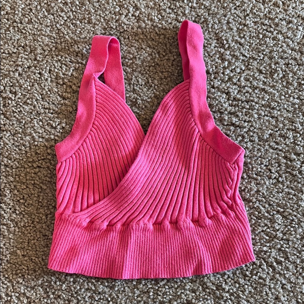 Luna Ivy Pink Ribbed Women's Top
